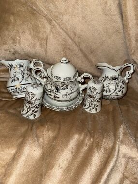 Vintage Norcrest Chatillon Porcelain 25th Anniversary pieces (7) total-Silver
